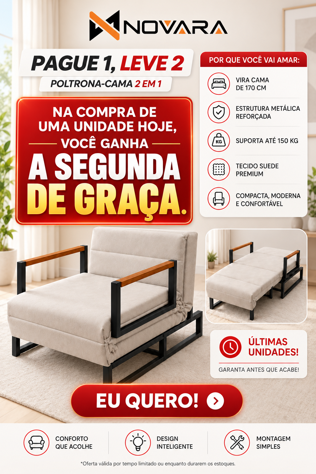 🚨 LEVE 2 POLTRONAS-CAMA PAGANDO APENAS 1! CONFORTO EM DOBRO + BRINDES EXCLUSIVOS. GARANTA JÁ AS SUAS! 🔥
