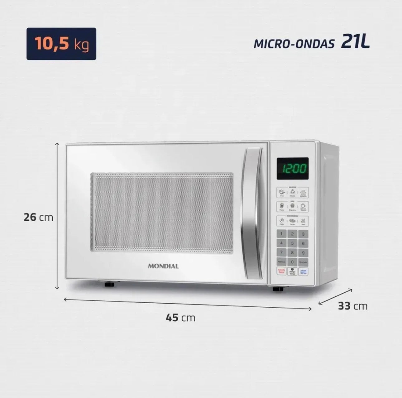 MICRO-ONDAS MONDIAL 21L 1200W + KIT DE POTES GRÁTIS, ÚLTIMAS 20 UNIDADES!