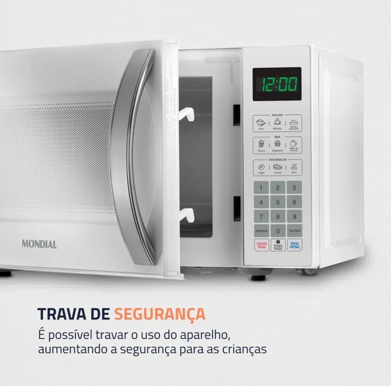 MICRO-ONDAS MONDIAL 21L 1200W + KIT DE POTES GRÁTIS, ÚLTIMAS 20 UNIDADES!