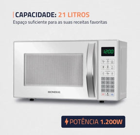 MICRO-ONDAS MONDIAL 21L 1200W + KIT DE POTES GRÁTIS, ÚLTIMAS 20 UNIDADES!