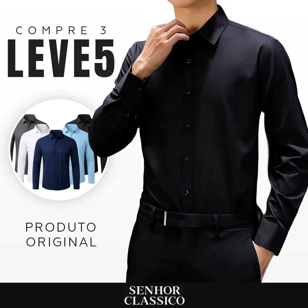 |Leve 5 Pague 3| Camisa Masculina Luxer em Seda Gelo e Manga Longa |Estilo Absoluto|