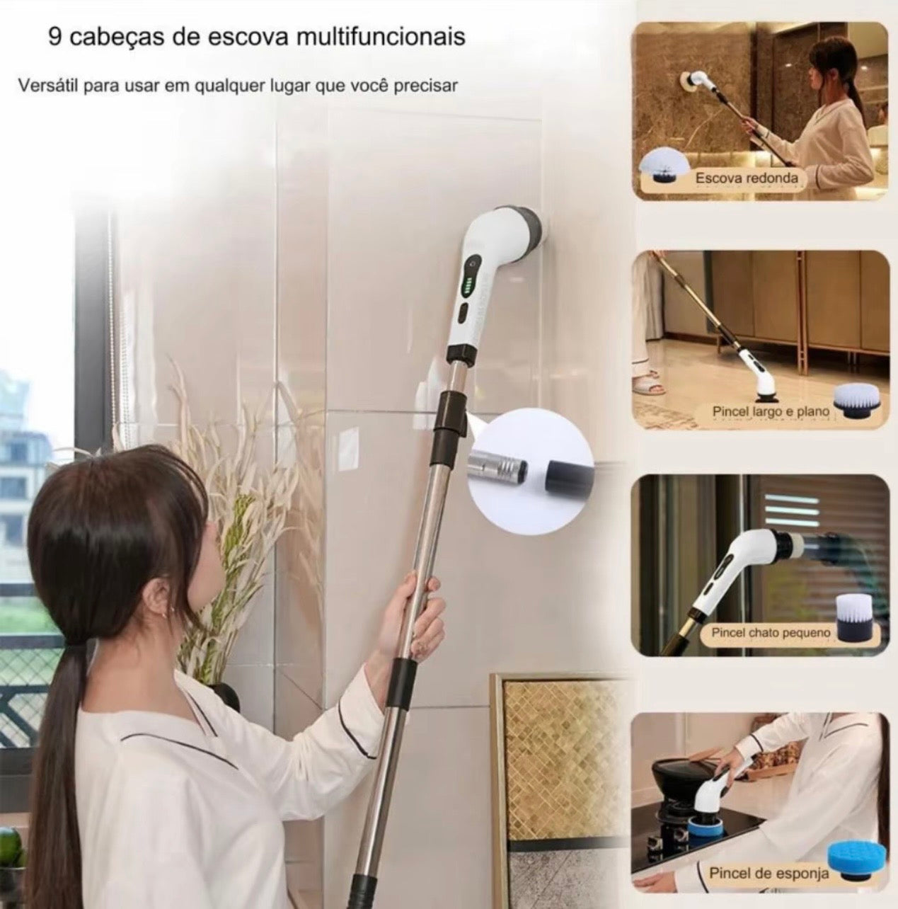 🚨 [Compre 1 Leve 2]  Esfregão Elétrico 9 Em 1 Sem fio Escova De Limpeza Pesada Multiuso 360 Recarregável Giratória. Queima de estoque restam 13 unidades🔥🔥