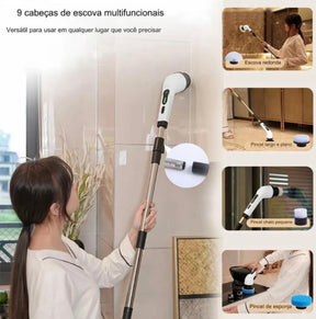 🚨 [Compre 1 Leve 2]  Esfregão Elétrico 9 Em 1 Sem fio Escova De Limpeza Pesada Multiuso 360 Recarregável Giratória. Queima de estoque restam 13 unidades🔥🔥