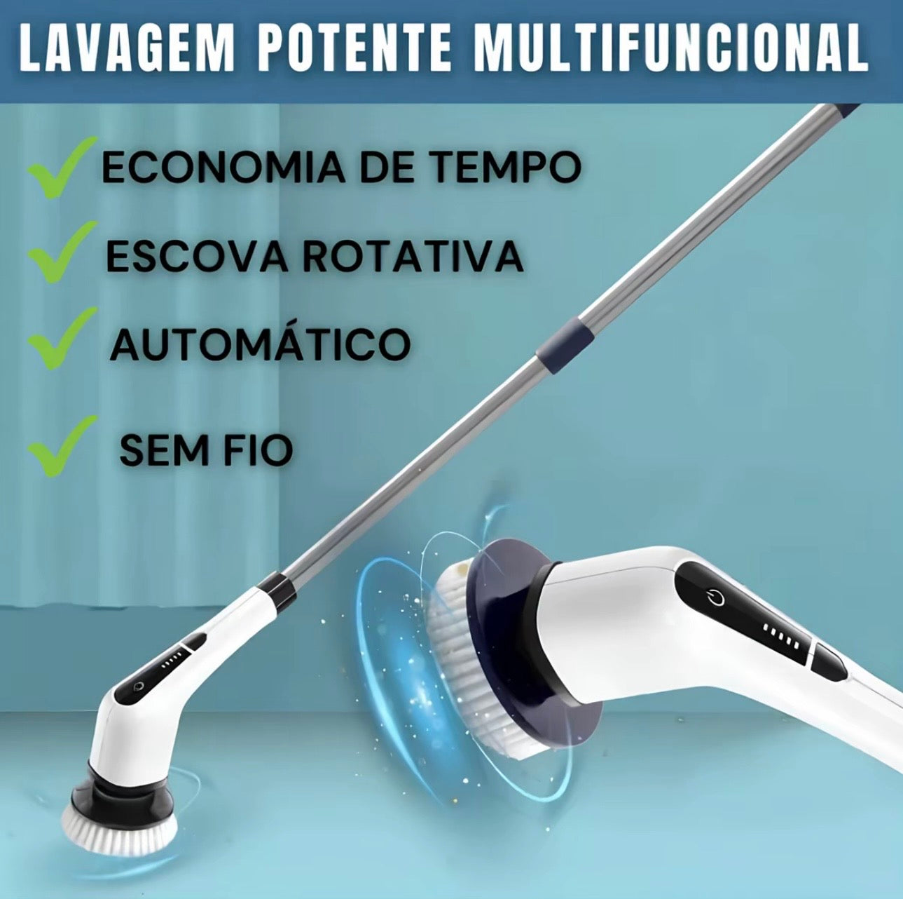 🚨 [Compre 1 Leve 2]  Esfregão Elétrico 9 Em 1 Sem fio Escova De Limpeza Pesada Multiuso 360 Recarregável Giratória. Queima de estoque restam 13 unidades🔥🔥