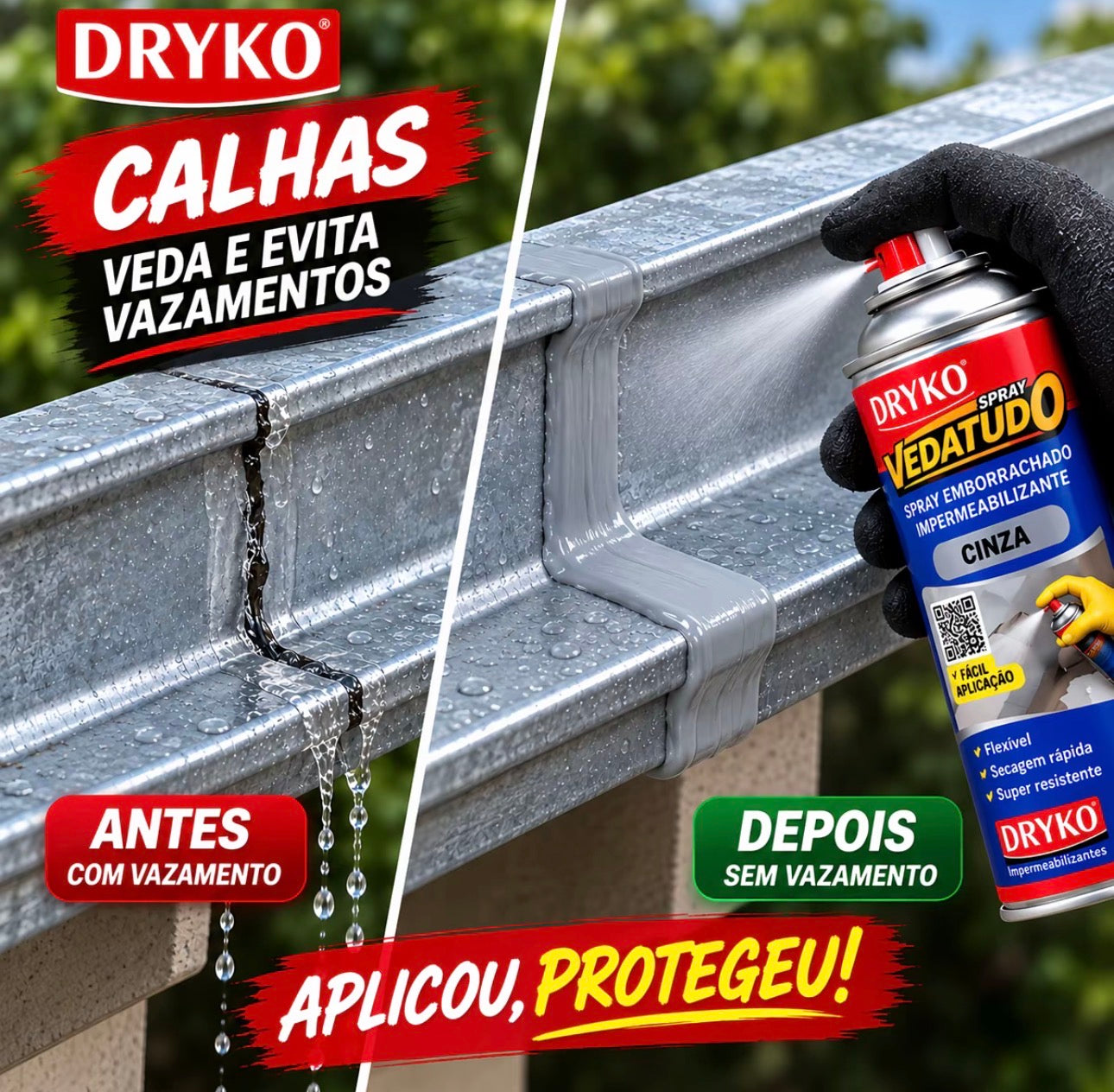 🚨  KIT COMPLETO 5 CORES – LEVE TODOS OS SPRAYS VEDATUDO IMPERMEABILIZANTE 400ML + LUVAS, ESPÁTULA E FITA VEDA TRINCA 🔥