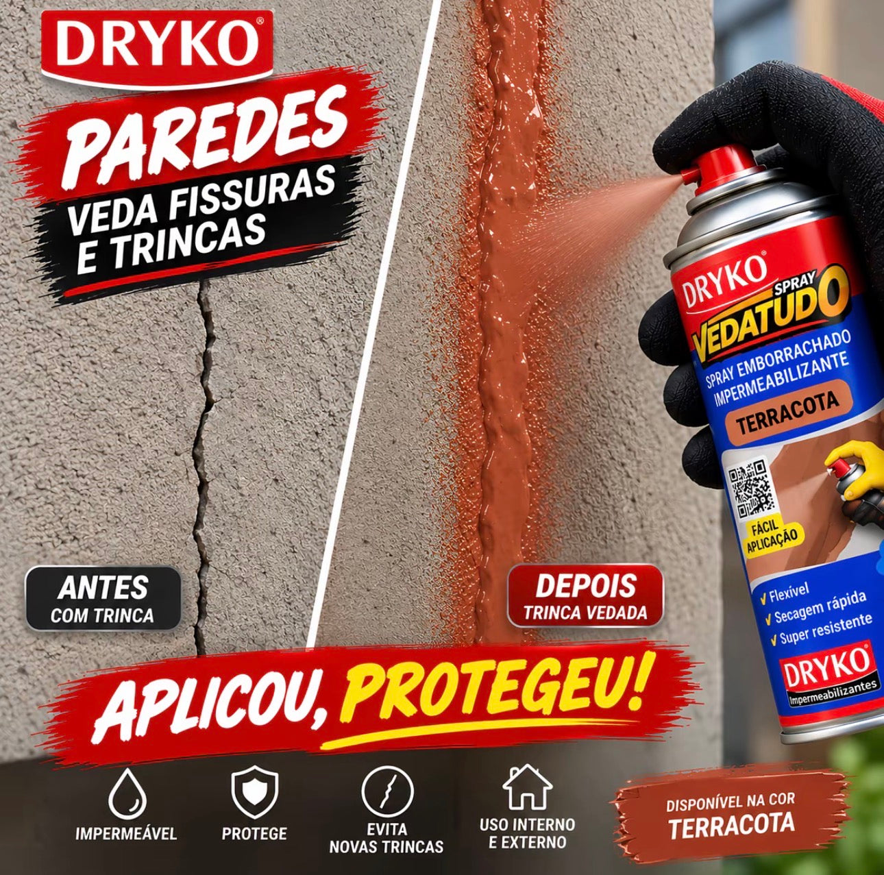 🚨  KIT COMPLETO 5 CORES – LEVE TODOS OS SPRAYS VEDATUDO IMPERMEABILIZANTE 400ML + LUVAS, ESPÁTULA E FITA VEDA TRINCA 🔥