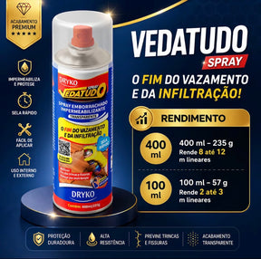 🚨  KIT COMPLETO 5 CORES – LEVE TODOS OS SPRAYS VEDATUDO IMPERMEABILIZANTE 400ML + LUVAS, ESPÁTULA E FITA VEDA TRINCA 🔥